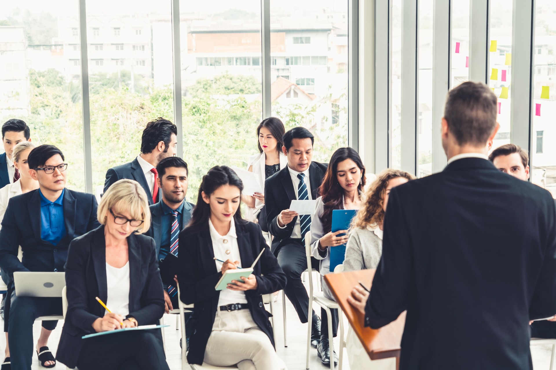 Group of business people meeting in a seminar conference