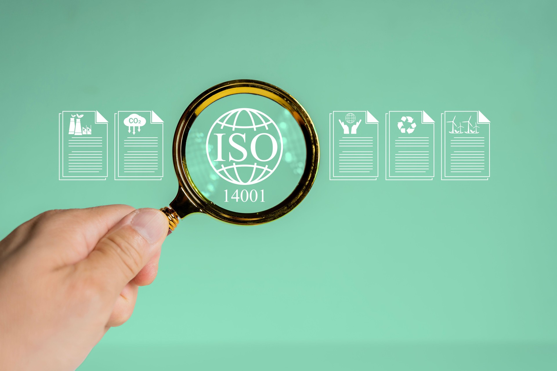 ISO 14001 concept. ISO standards quality control 14001 certified for environmental management systems